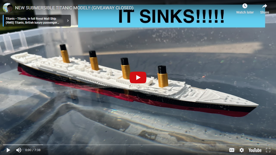 Load video: A YouTube video review of this submersible Titanic model