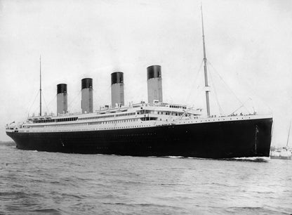 Historical photograph of the actual Titanic.