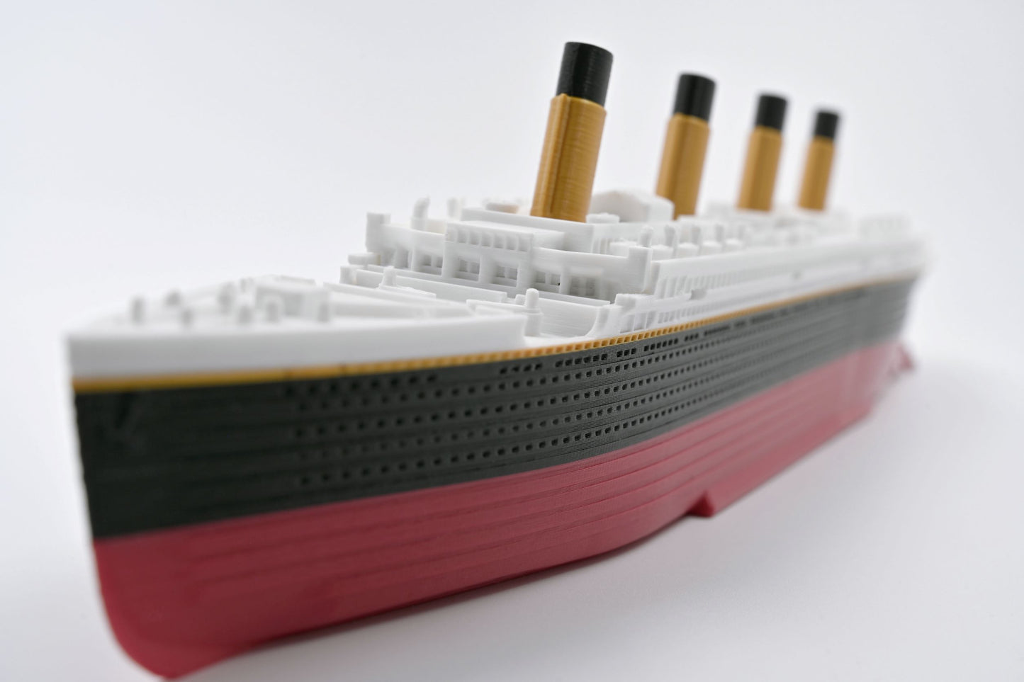 Port side view of the submersible Starlight Edition Titanic model with detail.