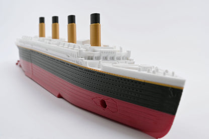 Starboard side view of the submersible Starlight Edition Titanic model with detail.